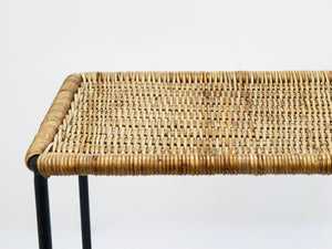 Carl Aubock Long Side Table, Flower Bench, Rattan, Wicker, Austria, 1950s