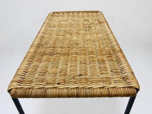 Carl Aubock Long Side Table, Flower Bench, Rattan, Wicker, Austria, 1950s