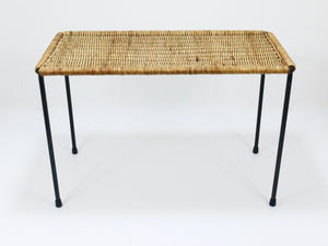 Carl Aubock Long Side Table, Flower Bench, Rattan, Wicker, Austria, 1950s