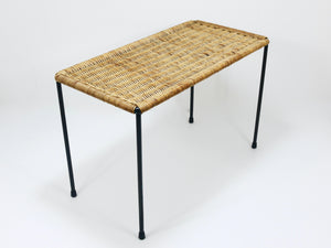 Carl Aubock Long Side Table, Flower Bench, Rattan, Wicker, Austria, 1950s