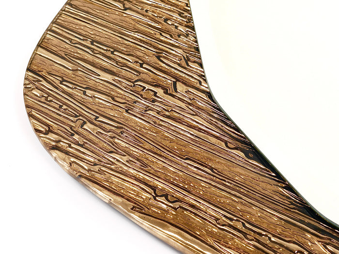 Cristal Arte Bronze Gold Scalloped Textured Midcentury Wall Mirror, Italy, 1960s