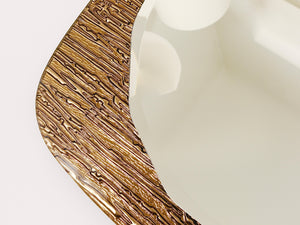 Cristal Arte Bronze Gold Scalloped Textured Midcentury Wall Mirror, Italy, 1960s
