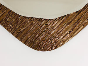 Cristal Arte Bronze Gold Scalloped Textured Midcentury Wall Mirror, Italy, 1960s