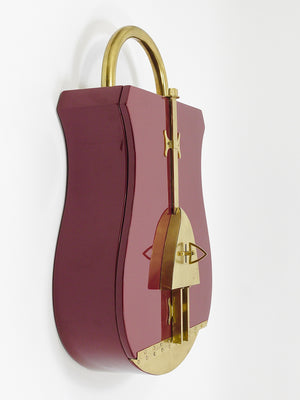 Aldo Tura Style Padlock Spirits Dry Home Bar Cabinet, Italy, 1970s