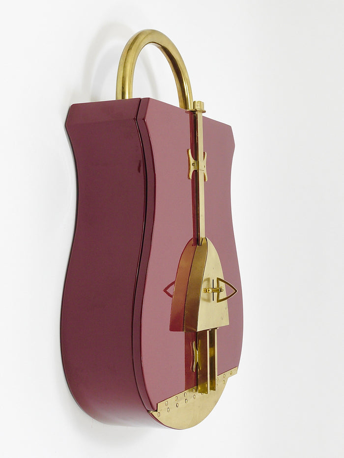 Aldo Tura Style Padlock Spirits Dry Home Bar Cabinet, Italy, 1970s