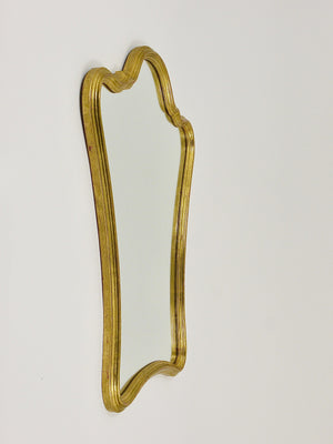 Chelini Firenze Curved Gilt Wood Mid-Century Wall Mirror, Italy, 1950s