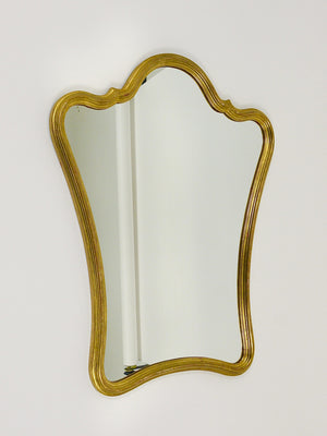 Chelini Firenze Curved Gilt Wood Mid-Century Wall Mirror, Italy, 1950s