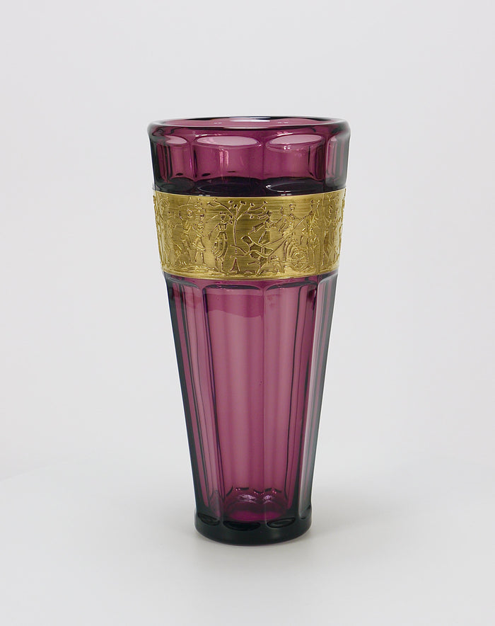 Ludwig Moser Art Deco Amethyst Crystal Glass Vase, Fipop Series, Karlsbad, 1920s