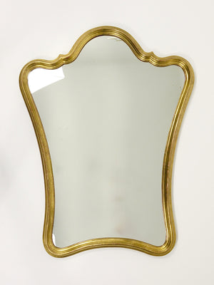 Chelini Firenze Curved Gilt Wood Mid-Century Wall Mirror, Italy, 1950s