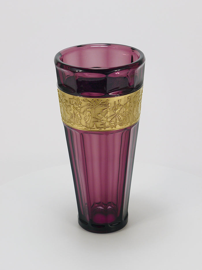 Ludwig Moser Art Deco Amethyst Crystal Glass Vase, Fipop Series, Karlsbad, 1920s
