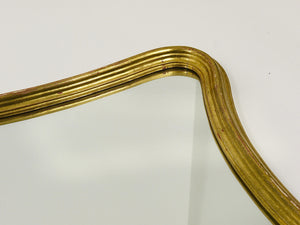 Chelini Firenze Curved Gilt Wood Mid-Century Wall Mirror, Italy, 1950s