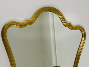 Chelini Firenze Curved Gilt Wood Mid-Century Wall Mirror, Italy, 1950s