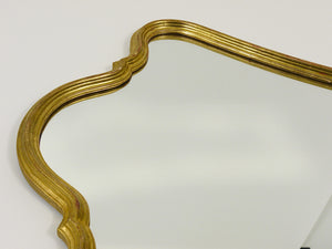 Chelini Firenze Curved Gilt Wood Mid-Century Wall Mirror, Italy, 1950s