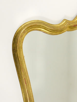 Chelini Firenze Curved Gilt Wood Mid-Century Wall Mirror, Italy, 1950s