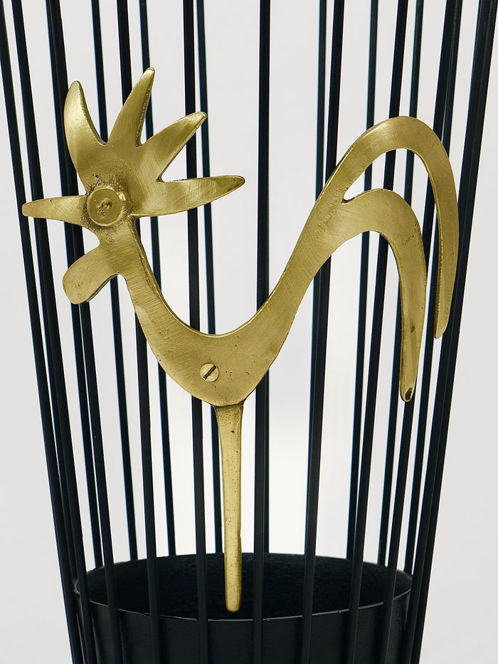 Walter Bosse Brass Rooster Mid-Century Umbrella Stand for Herta Baller, 1950s