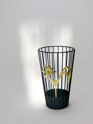 Walter Bosse Brass Rooster Mid-Century Umbrella Stand for Herta Baller, 1950s
