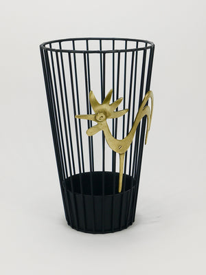 Walter Bosse Brass Rooster Mid-Century Umbrella Stand for Herta Baller, 1950s