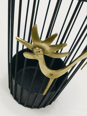 Walter Bosse Brass Rooster Mid-Century Umbrella Stand for Herta Baller, 1950s