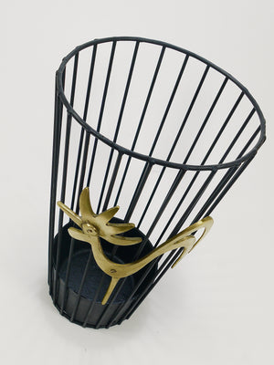 Walter Bosse Brass Rooster Mid-Century Umbrella Stand for Herta Baller, 1950s