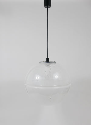 Lámpara colgante globo Op-Art posmoderna a rayas, de Harvey Guzzini para Meblo, años 70