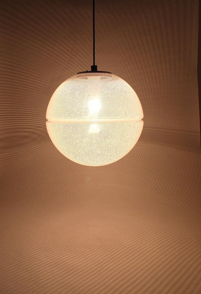 Harvey Guzzini Post-Modern Striped Op-Art Globe Pendant Lamp by Meblo, 1970s
