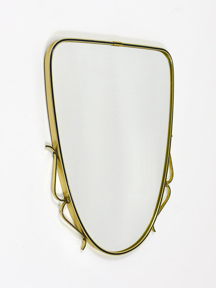 Midcentury Modern Elegant Brass & Black Wall mirror, Italy, 1950s