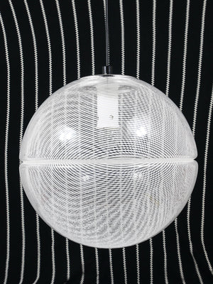 Lámpara colgante globo Op-Art posmoderna a rayas, de Harvey Guzzini para Meblo, años 70