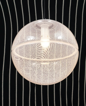 Lámpara colgante globo Op-Art posmoderna a rayas, de Harvey Guzzini para Meblo, años 70
