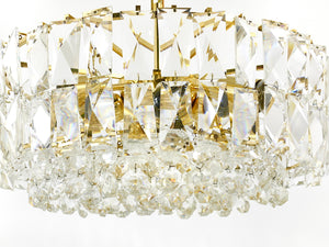 Bakalowits Vienna Large Gilt Brass & Crystal Glass Chandelier, Austria, 1970s