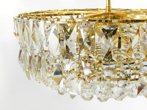 Bakalowits Vienna Large Gilt Brass & Crystal Glass Chandelier, Austria, 1970s