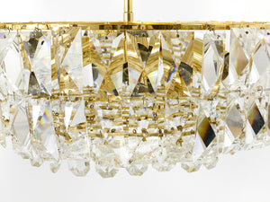 Bakalowits Vienna Large Gilt Brass & Crystal Glass Chandelier, Austria, 1970s