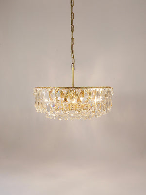 Bakalowits Vienna Large Gilt Brass & Crystal Glass Chandelier, Austria, 1970s