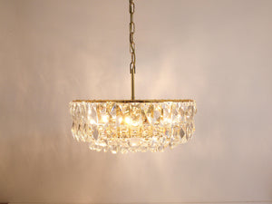 Bakalowits Vienna Large Gilt Brass & Crystal Glass Chandelier, Austria, 1970s