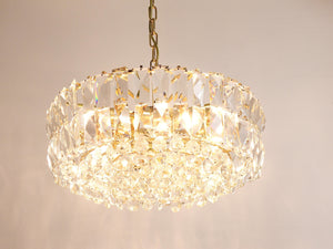 Bakalowits Vienna Large Gilt Brass & Crystal Glass Chandelier, Austria, 1970s