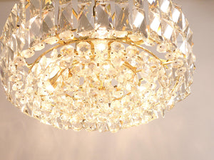 Bakalowits Vienna Large Gilt Brass & Crystal Glass Chandelier, Austria, 1970s