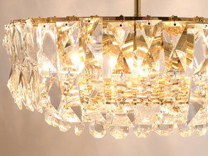 Bakalowits Vienna Large Gilt Brass & Crystal Glass Chandelier, Austria, 1970s