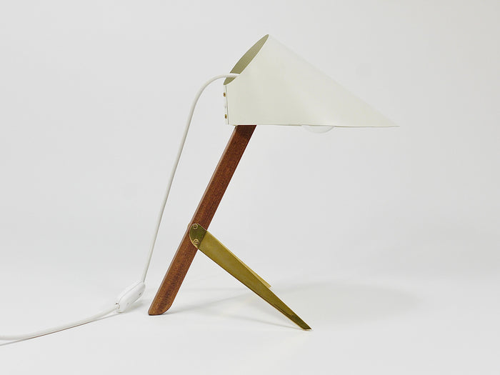 Two J.T. Kalmar Vienna „Billy TL“ White Mid-Century Table Desk Lamps, Austria