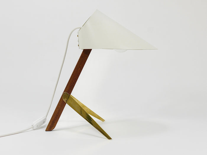 Two J.T. Kalmar Vienna „Billy TL“ White Mid-Century Table Desk Lamps, Austria