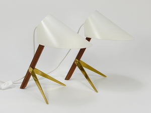 Deux lampes de table Mid-Century J.T. Kalmar Vienna « Billy TL » blanches, Autriche