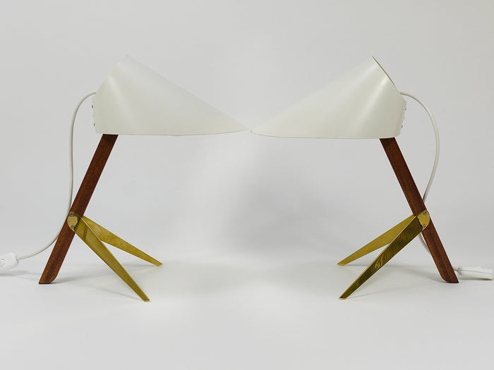 Two J.T. Kalmar Vienna „Billy TL“ White Mid-Century Table Desk Lamps, Austria