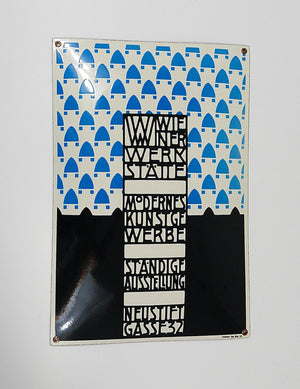 Plaque publicitaire émaillée Art nouveau Josef Hoffmann Wiener Werkstätte, Vienne