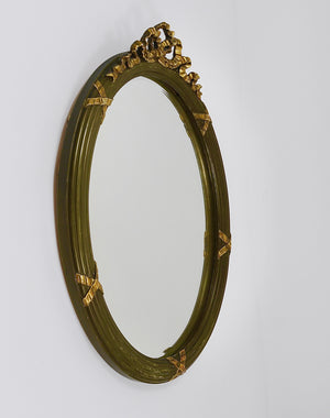 Neoclassical Oval Gilt Wood Gustavian Style Faceted Wall Mirror, Italy, 1900s