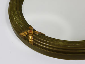 Neoclassical Oval Gilt Wood Gustavian Style Faceted Wall Mirror, Italy, 1900s