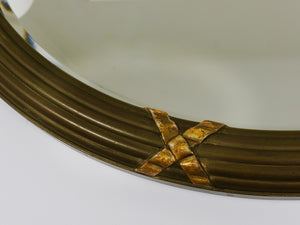 Neoclassical Oval Gilt Wood Gustavian Style Faceted Wall Mirror, Italy, 1900s