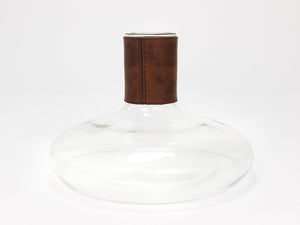 Carl Aubock II Vase Decanter with Brown Leather Top, Midcentury, Austria, 1950s