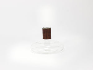 Carl Aubock II Vase Decanter with Brown Leather Top, Midcentury, Austria, 1950s
