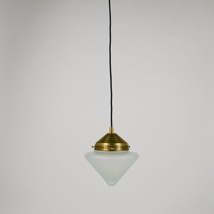 Up to 7 Art Deco Brass Pendant Lights with Conical Glass Shades, Vienna 1930s