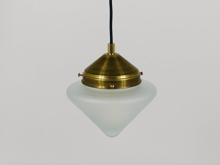 Up to 7 Art Deco Brass Pendant Lights with Conical Glass Shades, Vienna 1930s