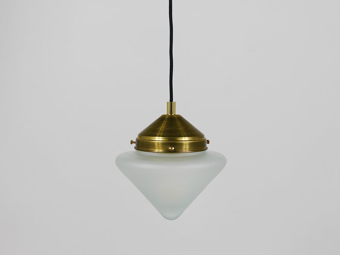 Up to 7 Art Deco Brass Pendant Lights with Conical Glass Shades, Vienna 1930s