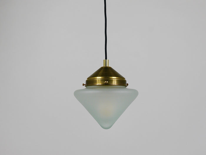 Up to 7 Art Deco Brass Pendant Lights with Conical Glass Shades, Vienna 1930s